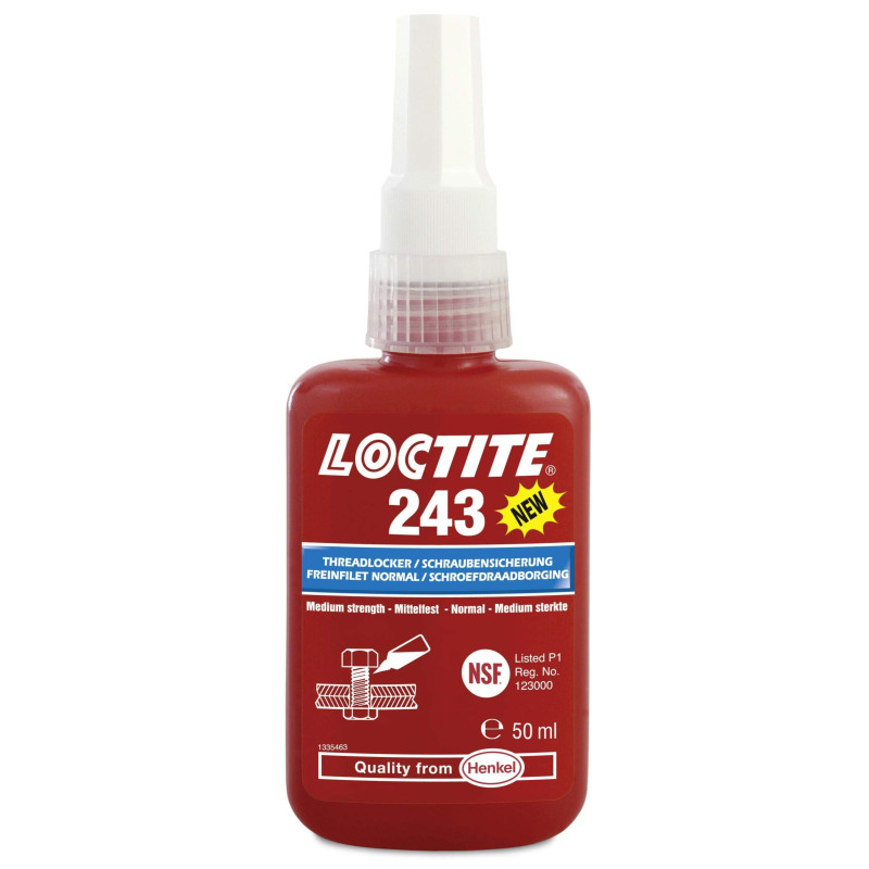 LOCTITE 243 Primerless, Oil Tolerant, Medium Strength, Removable, Blue Threadlocker