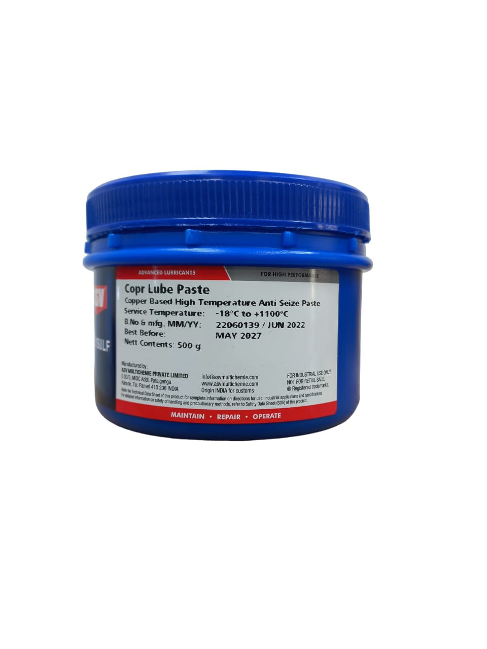 ASV Copr Lube Copper Based Antiseize Upto +1100°C